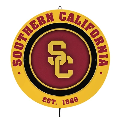 USC Trojans 15" LED Round Metal Lit Wall Sign