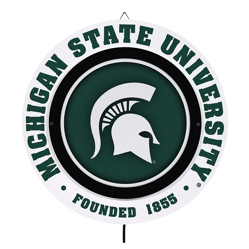 Michigan State Spartans 15" LED Round Metal Lit Wall Sign