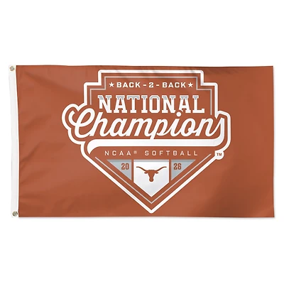 WinCraft Texas Longhorns Back-to-Back NCAA Softball Women's College World Series Champions 3' x 5' Deluxe Single-Sided Flag