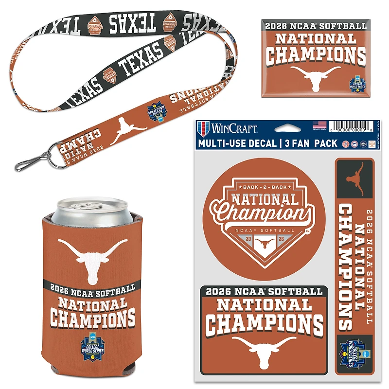 WinCraft Texas Longhorns 2026 NCAA Softball Women's College World Series Champions Four-Piece Fan Pack