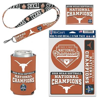 WinCraft Texas Longhorns 2026 NCAA Softball Women's College World Series Champions Four-Piece Fan Pack