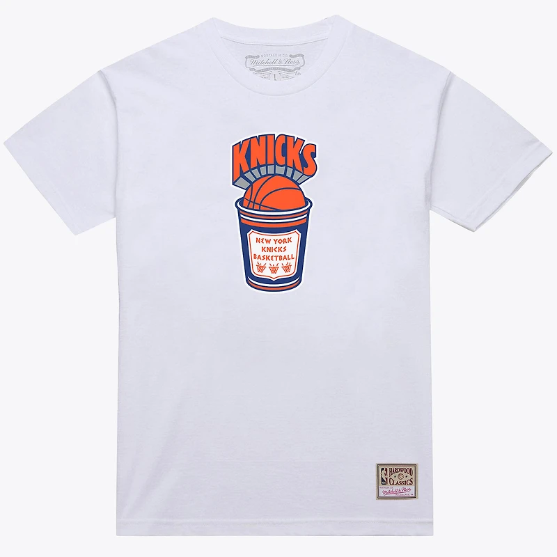 Men's Mitchell & Ness White New York Knicks Coffee Cup T-Shirt