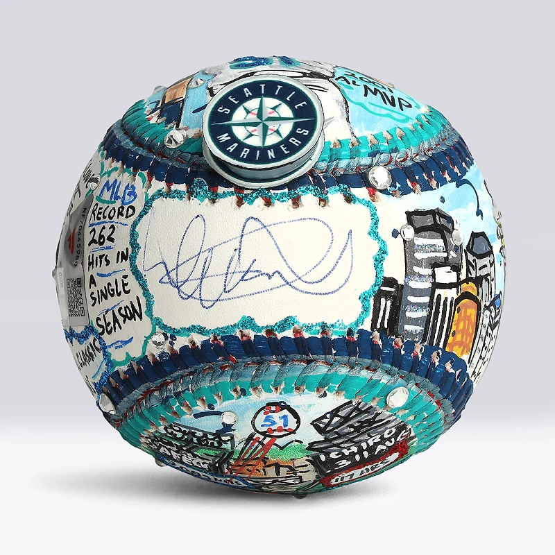 Ichiro Suzuki Seattle Mariners Autographed Baseball - Art by Charles Fazzino - NF70445980