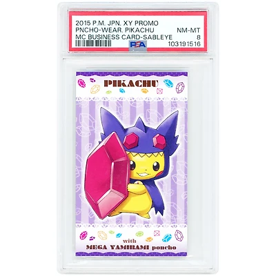 Poncho Wearing Pikachu MC Business Card Sableye 2015 Pokemon XY Japanese Promo #NNO PSA Authenticated 8 Card