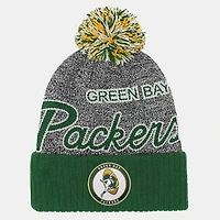 Youth Mitchell & Ness Green Green Bay Packers Cuffed Knit Hat with Puff
