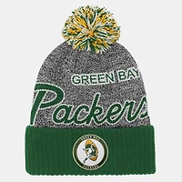 Youth Mitchell & Ness Green Green Bay Packers Cuffed Knit Hat with Puff