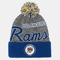 Youth Mitchell & Ness Royal Los Angeles Rams Cuffed Knit Hat with Puff