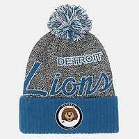 Youth Mitchell & Ness Light Blue Detroit Lions Cuffed Knit Hat with Puff