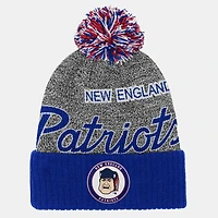 Youth Mitchell & Ness Royal New England Patriots Cuffed Knit Hat with Puff
