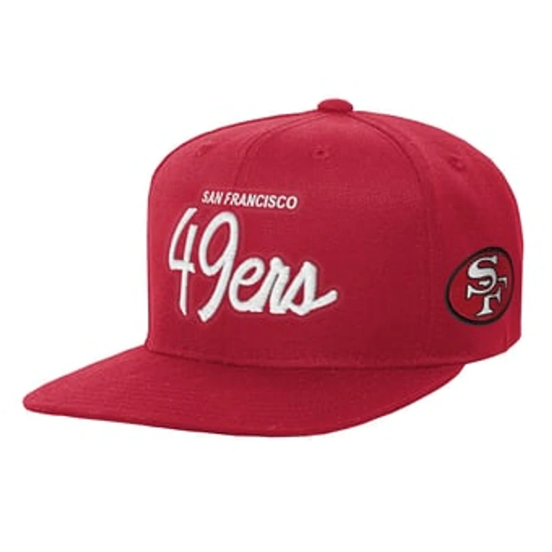 Youth Mitchell & Ness Scarlet San Francisco 49ers Head Coach Flat Brim Snapback Hat