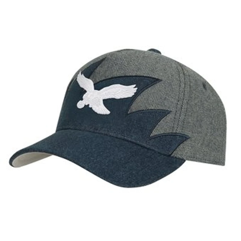 Youth Mitchell & Ness Denim Philadelphia Eagles Sharktooth Pro Pinch Adjustable Hat