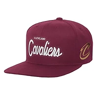 Youth Mitchell & Ness Wine Cleveland Cavaliers Head Coach Flat Brim Snapback Hat