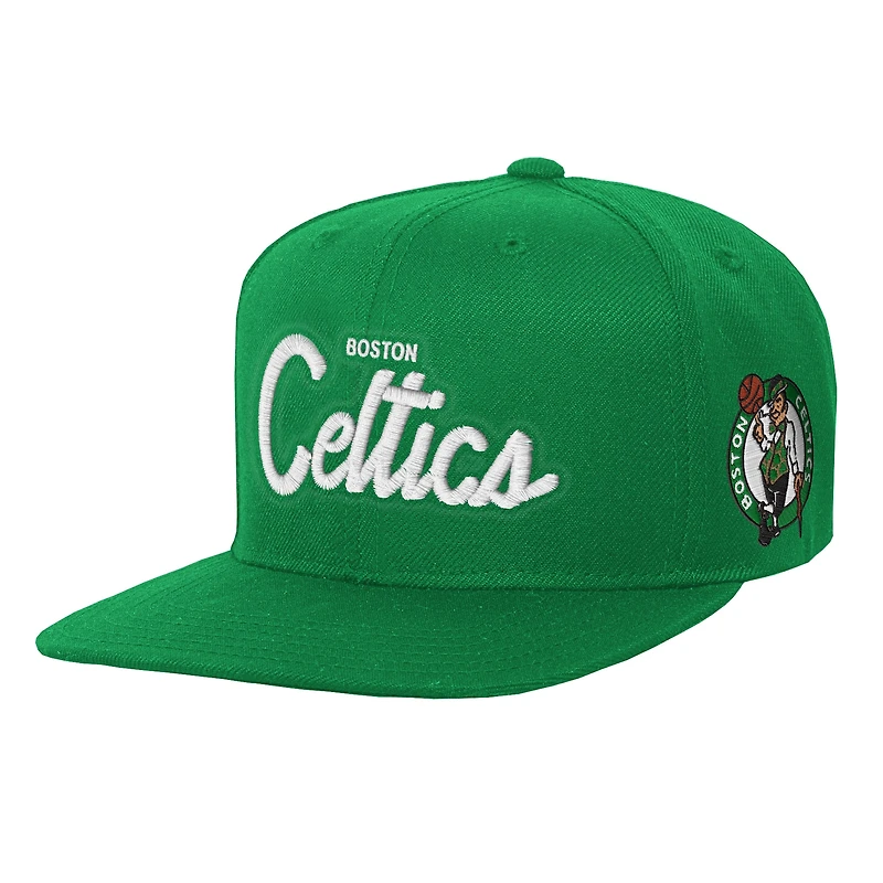 Youth Mitchell & Ness Kelly Green Boston Celtics Head Coach Flat Brim Snapback Hat