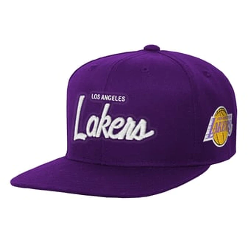 Youth Mitchell & Ness Purple Los Angeles Lakers Head Coach Flat Brim Snapback Hat