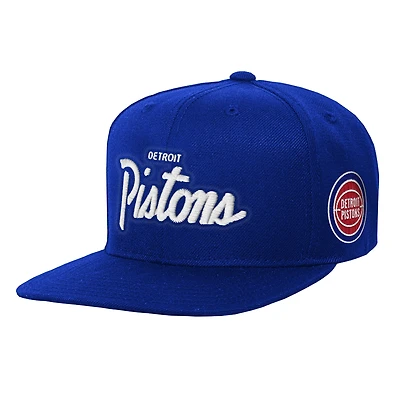 Youth Mitchell & Ness Royal Detroit Pistons Head Coach Flat Brim Snapback Hat