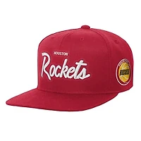 Youth Mitchell & Ness Red Houston Rockets Head Coach Flat Brim Snapback Hat