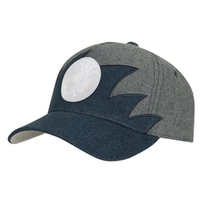 Youth Mitchell & Ness Denim/Gray Boston Celtics Sharktooth Pro Pinch Snapback Hat