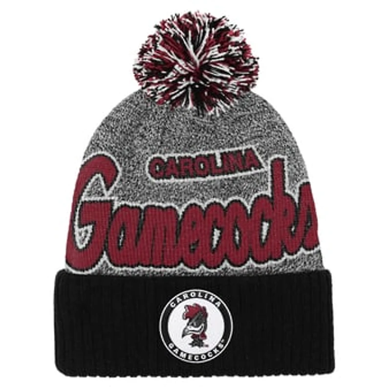 Youth Mitchell & Ness Black South Carolina Gamecocks Mascot Cuffed Knit Hat with Pom