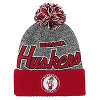 Youth Mitchell & Ness Scarlet Nebraska Huskers Mascot Cuffed Knit Hat with Pom