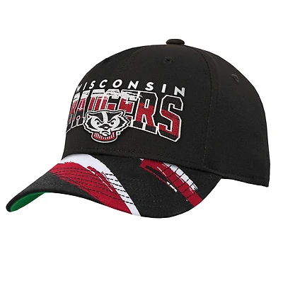Youth Mitchell & Ness Black Wisconsin Badgers Mascot Streaks Pro Crown Adjustable Hat
