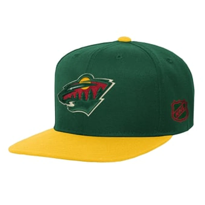 Youth Mitchell & Ness Green/Gold Minnesota Wild Legendary Snapback Hat