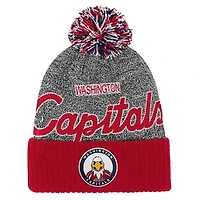 Youth Mitchell & Ness Red/Gray Washington Capitals Mascot Cuffed Knit Hat with Pom