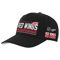 Youth Mitchell & Ness Black Detroit Red Wings Triple Play Pro Pinch Snapback Hat