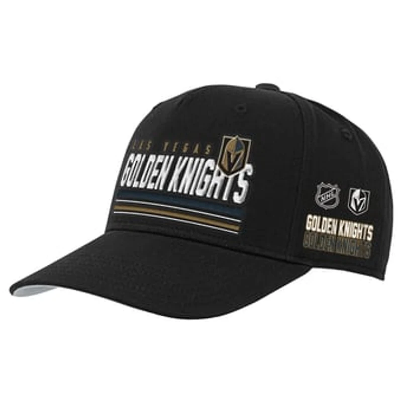 Youth Mitchell & Ness Black Vegas Golden Knights Triple Play Pro Pinch Snapback Hat