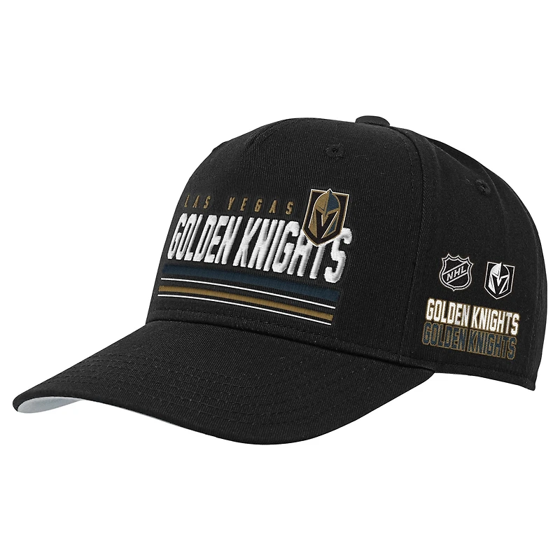 Youth Mitchell & Ness Black Vegas Golden Knights Triple Play Pro Pinch Snapback Hat