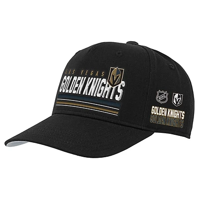 Youth Mitchell & Ness Black Vegas Golden Knights Triple Play Pro Pinch Snapback Hat