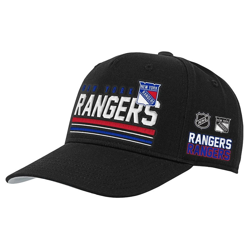Youth Mitchell & Ness Black New York Rangers Triple Play Pro Pinch Snapback Hat