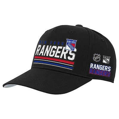Youth Mitchell & Ness Black New York Rangers Triple Play Pro Pinch Snapback Hat