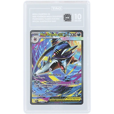 Mega Sharpedo EX 2025 Pokemon Phantasmal Flames Special Illustration Rare #127 TAG Authenticated 10 Card