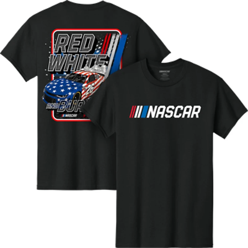 Men's Classic Ink Black NASCAR 250 Red, White & Burnouts T-Shirt