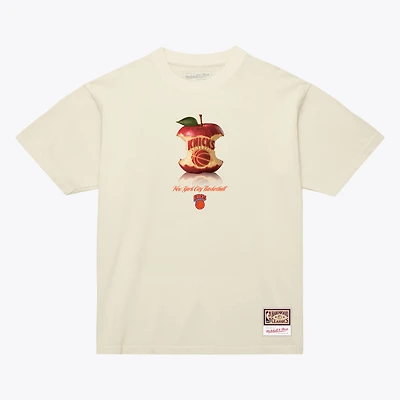Men's Mitchell & Ness Cream New York Knicks Court Apple T-Shirt