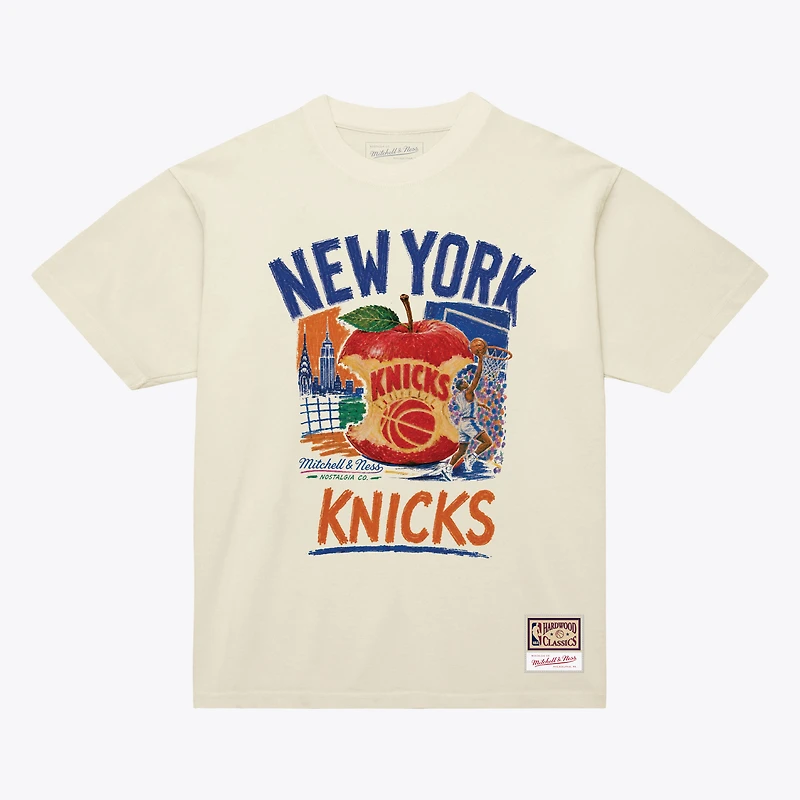 Men's Mitchell & Ness Cream New York Knicks Concrete Apple T-Shirt