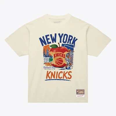 Men's Mitchell & Ness Cream New York Knicks Concrete Apple T-Shirt