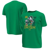 Men's Under Armour #1 Kelly Green Notre Dame Fighting Irish Irish Wear Green Tech Stretch T-Shirt