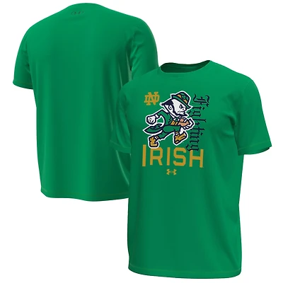 Men's Under Armour #1 Kelly Green Notre Dame Fighting Irish Irish Wear Green Tech Stretch T-Shirt