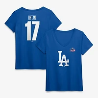 Women's Shohei Ohtani Royal Los Angeles Dodgers Celebrating America's 250th Name & Number V-Neck T-Shirt