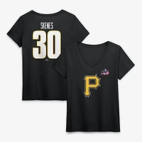Women's Paul Skenes Black Pittsburgh Pirates Celebrating America's 250th Name & Number V-Neck T-Shirt