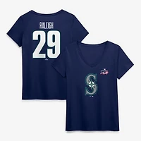 Women's Cal Raleigh Navy Seattle Mariners Celebrating America's 250th Name & Number V-Neck T-Shirt