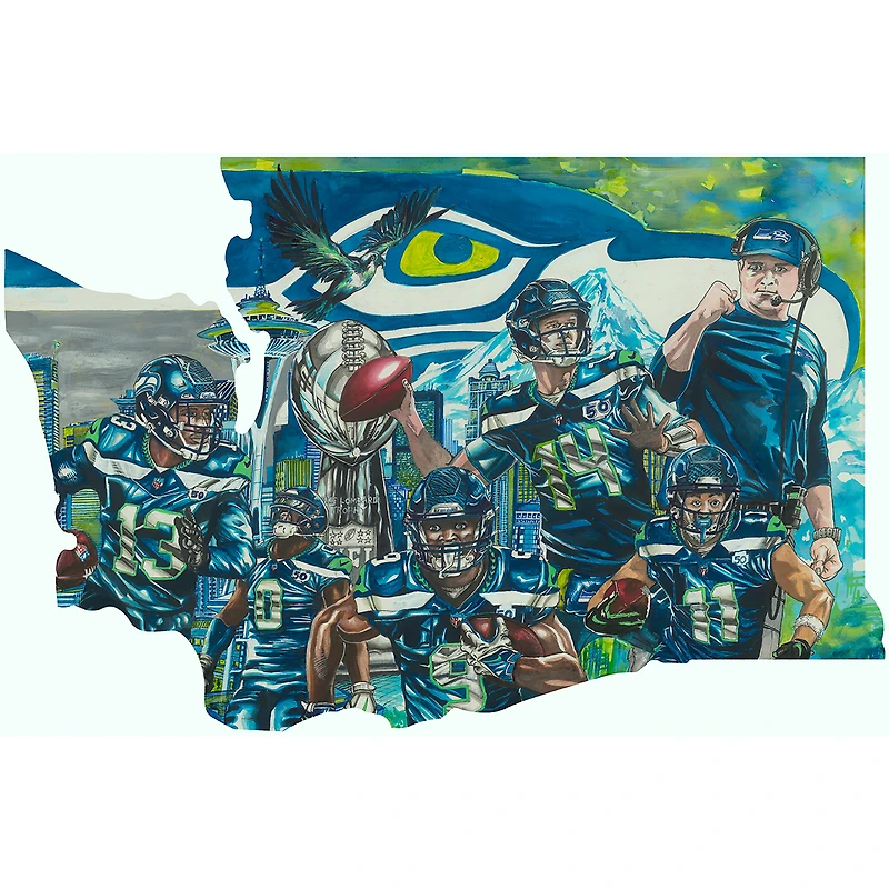 Seattle Seahawks Limited-Edition Super Bowl LX "Emerald City" Wood Print