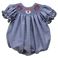 Girls Infant Vive La Fete Navy Auburn Tigers Gingham Smocked Bishop Bubble Dress