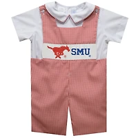 Infant Vive La Fete Red SMU Mustangs Gingham Jon Jon Romper