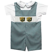 Toddler Vive La Fete Green Baylor Bears Gingham Jon Jon Romper