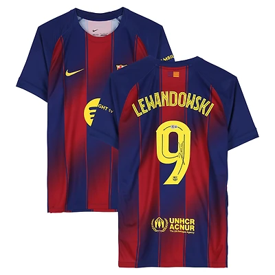 Robert Lewandowski Barcelona Autographed Nike 2025-26 Home Jersey