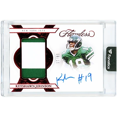 Keyshawn Johnson New York Jets Autographed 2025 Panini Flawless Dual-Color Relic Ruby #PA-KJN #8/15 Card