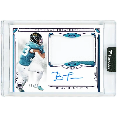 Bhayshul Tuten Jacksonville Jaguars Autographed 2025 Panini National Treasures Dual-Color RPA #186 #21/49 Rookie Card