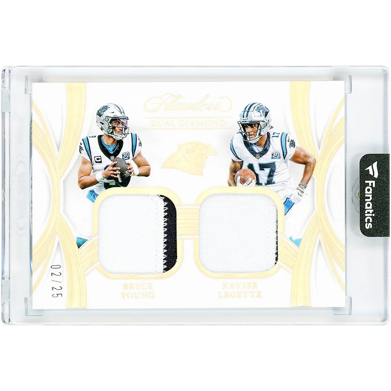Bryce Young & Xavier Legette Carolina Panthers 2025 Panini Flawless Dual Diamond Relics #DDM-CAR #2/25 Card